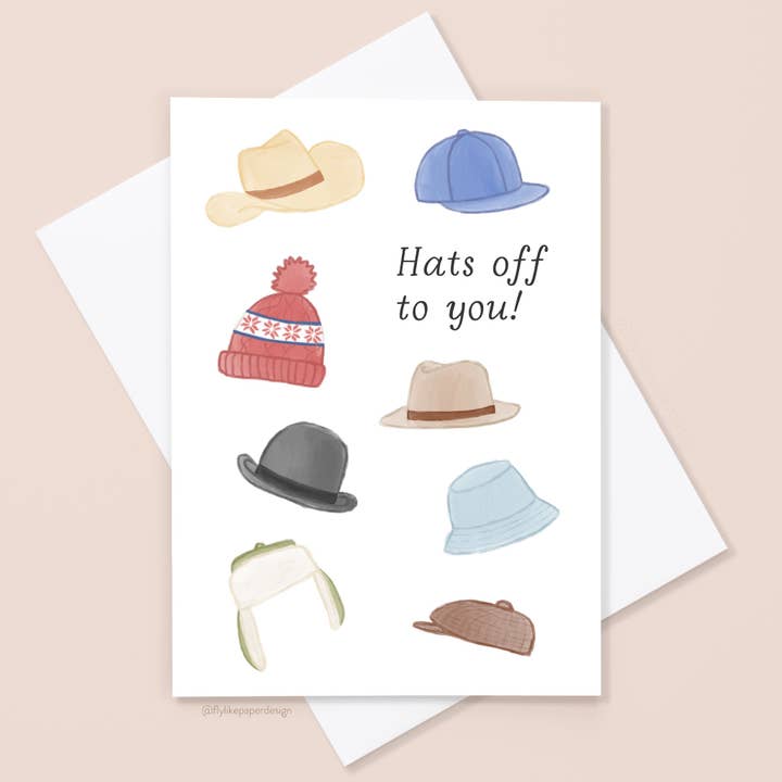 Hats Off Congratulations Card for wholesale by Fly Like Paper Design