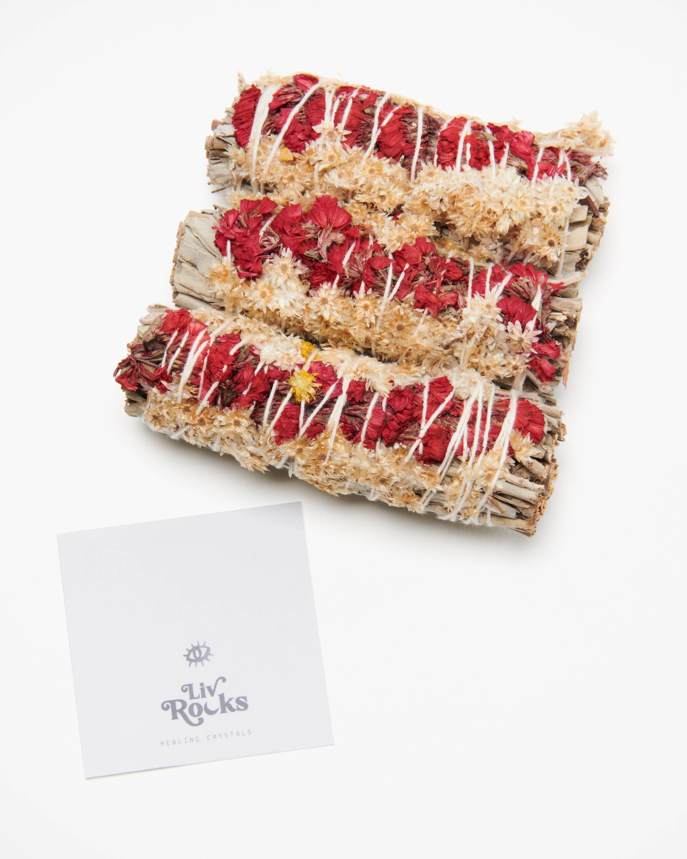 Liv Rocks - Vente Bâtons de fumigation - Bâton de fumigation d'hiver à la sauge + tanaisie séchée avec statice rouge1