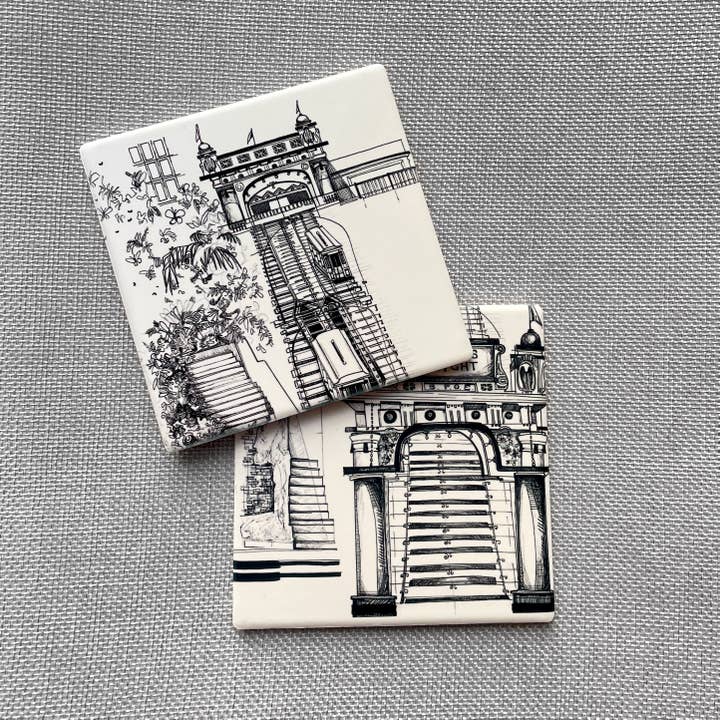 Angels Flight Incline - Los Angeles - Coaster Set for wholesale by KLoRebel Art Co.