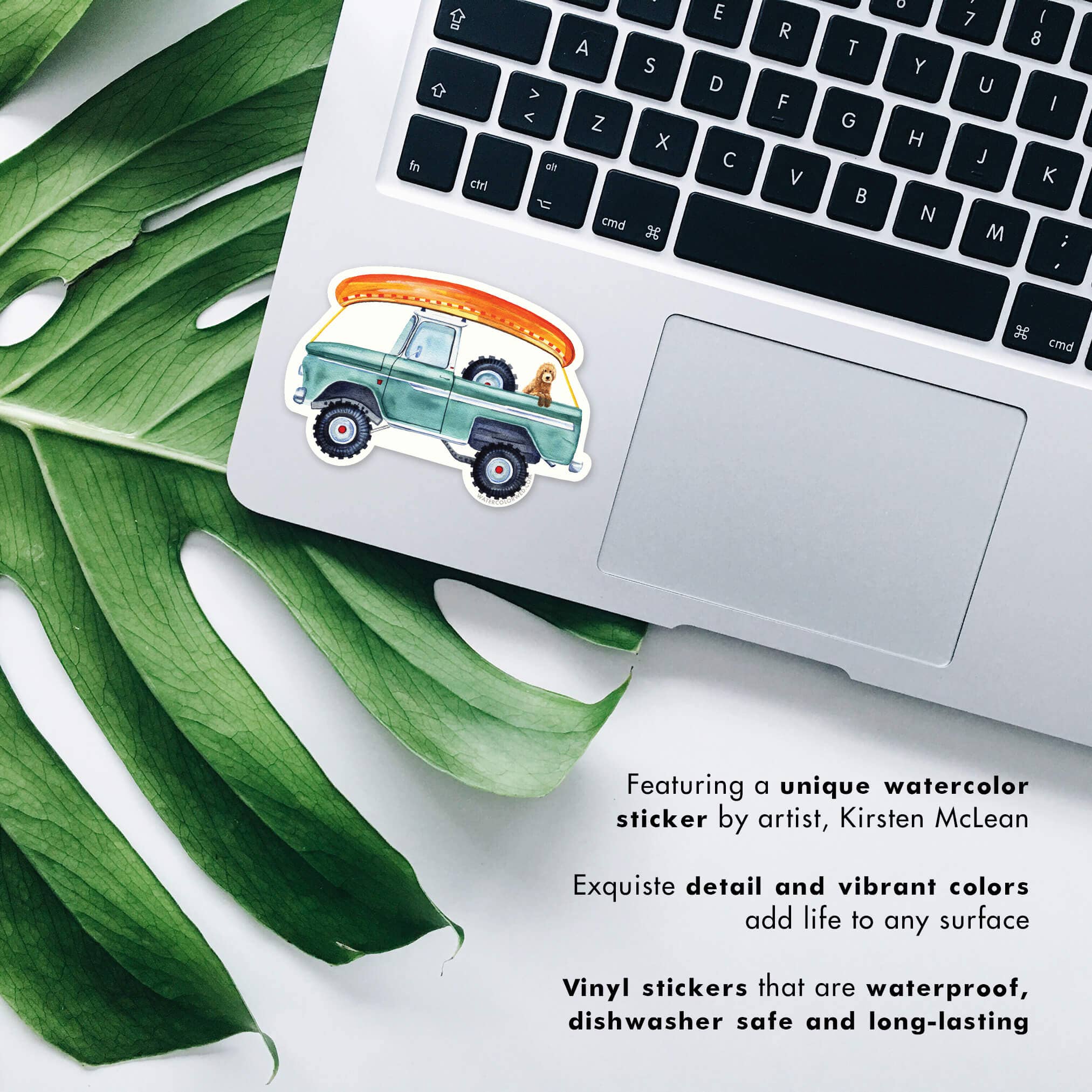 Watercolor Wednesday - Wholesale Sticker - Blue Cruise Retro Pickup Truck Sticker2