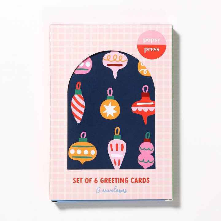 Christmas Ornament Greeting Card Box Set | Midnight Baubles for wholesale by Popsy Press