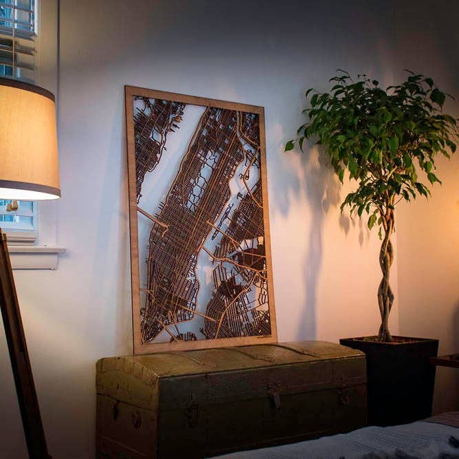 One Man One Garage - Wholesale Wall Accent - City Maps, Large 24x36" Perfect Housewarming Gift! Wooden Street Cutouts36