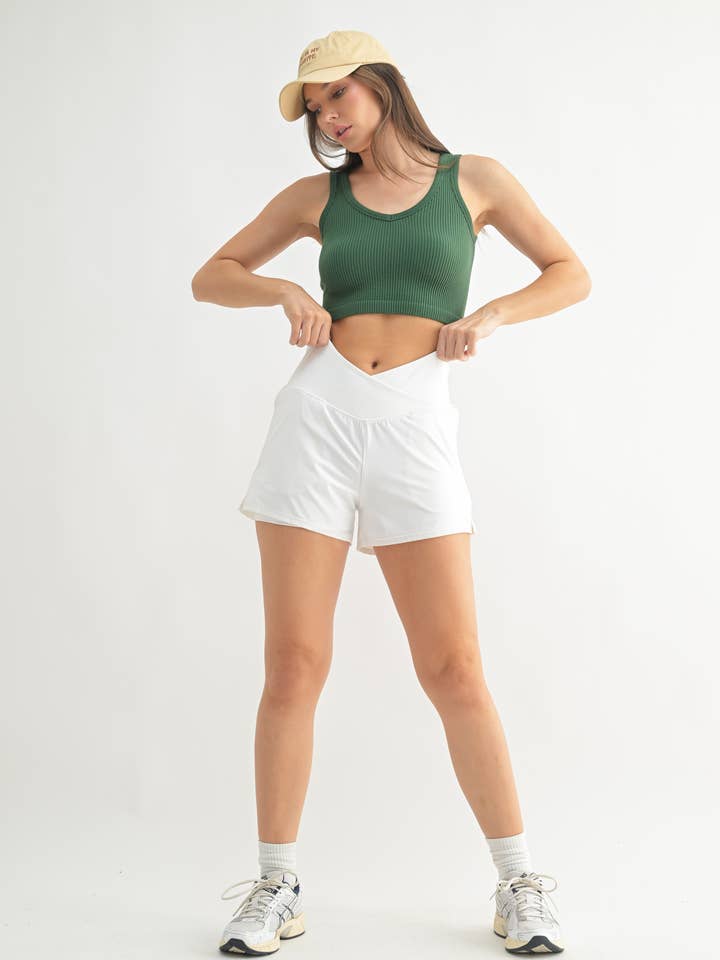 Mono B - Wholesale Athletic Shorts - Women's - Crossover Waist Running Shorts