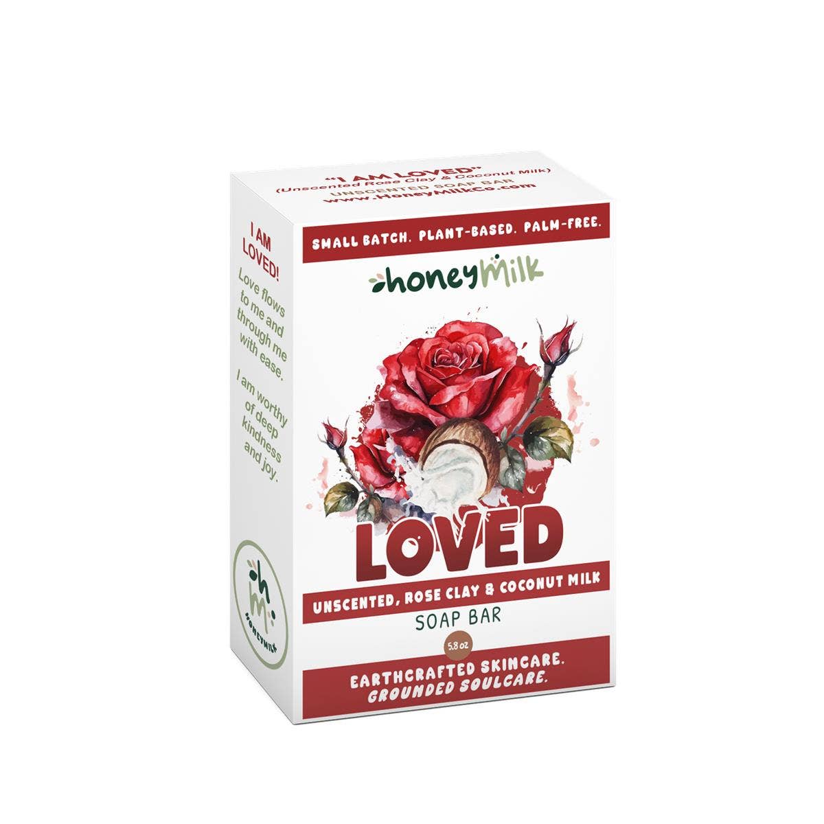 HoneyMilk – Engroshandel Sæbestykke – ELSKET (Uden duft Roseler + Kokosmælk) Bar Sæbe1