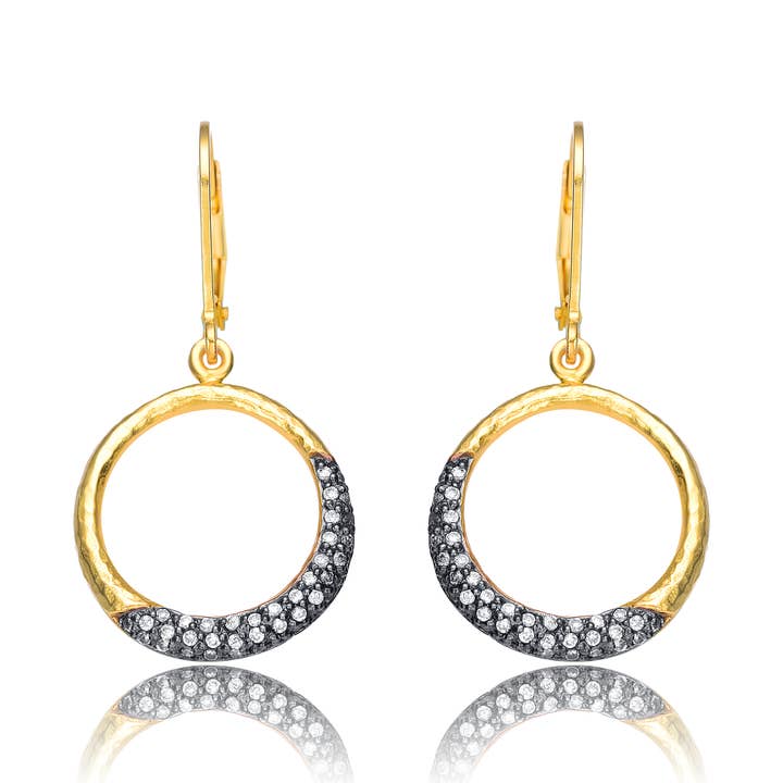 C.Z. Sterling Silver runda glänsande guld oxidera hänge (9700) för wholesale av Genevive