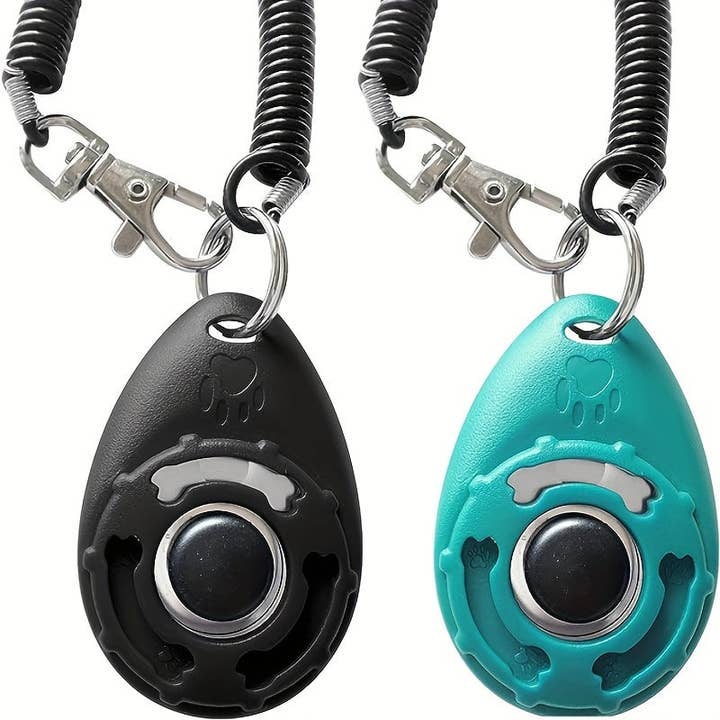 DIYSTORE - Wholesale Pet Toy - Dog - 2-Pack Dog Clicker Sound Training Device, Pet Agility Training Tool with Wristband, Clicker Whistle, Plastic, No Batteries Included, Black & Blue Options