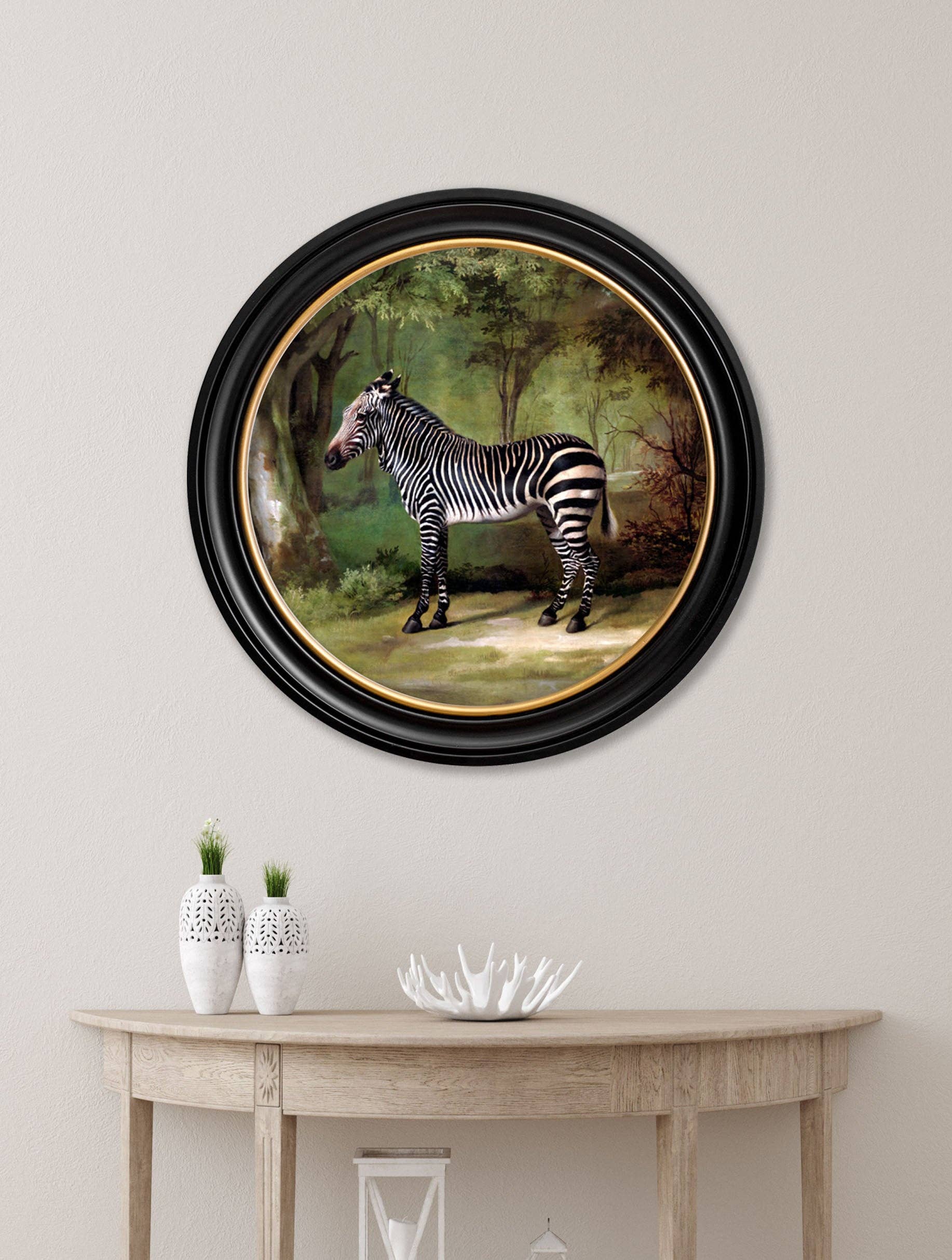 T A Interiors Wall Art & Mirrors – wholesale Art print – c.1763 George Stubb's Zebra - Round Frame2
