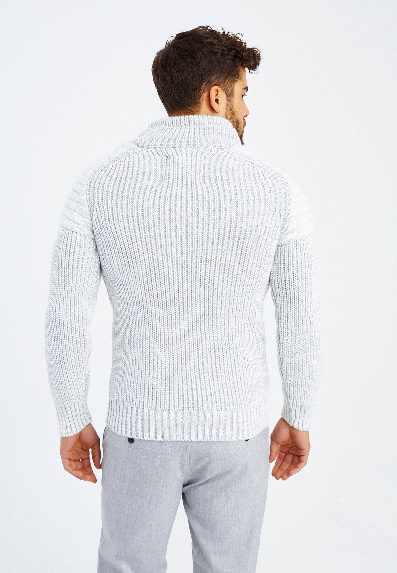 Leif Nelson GmbH - Wholesale Knit Sweater - Men's - Men's Knit Sweater Chunky Knit Shawl Collar LN-523520