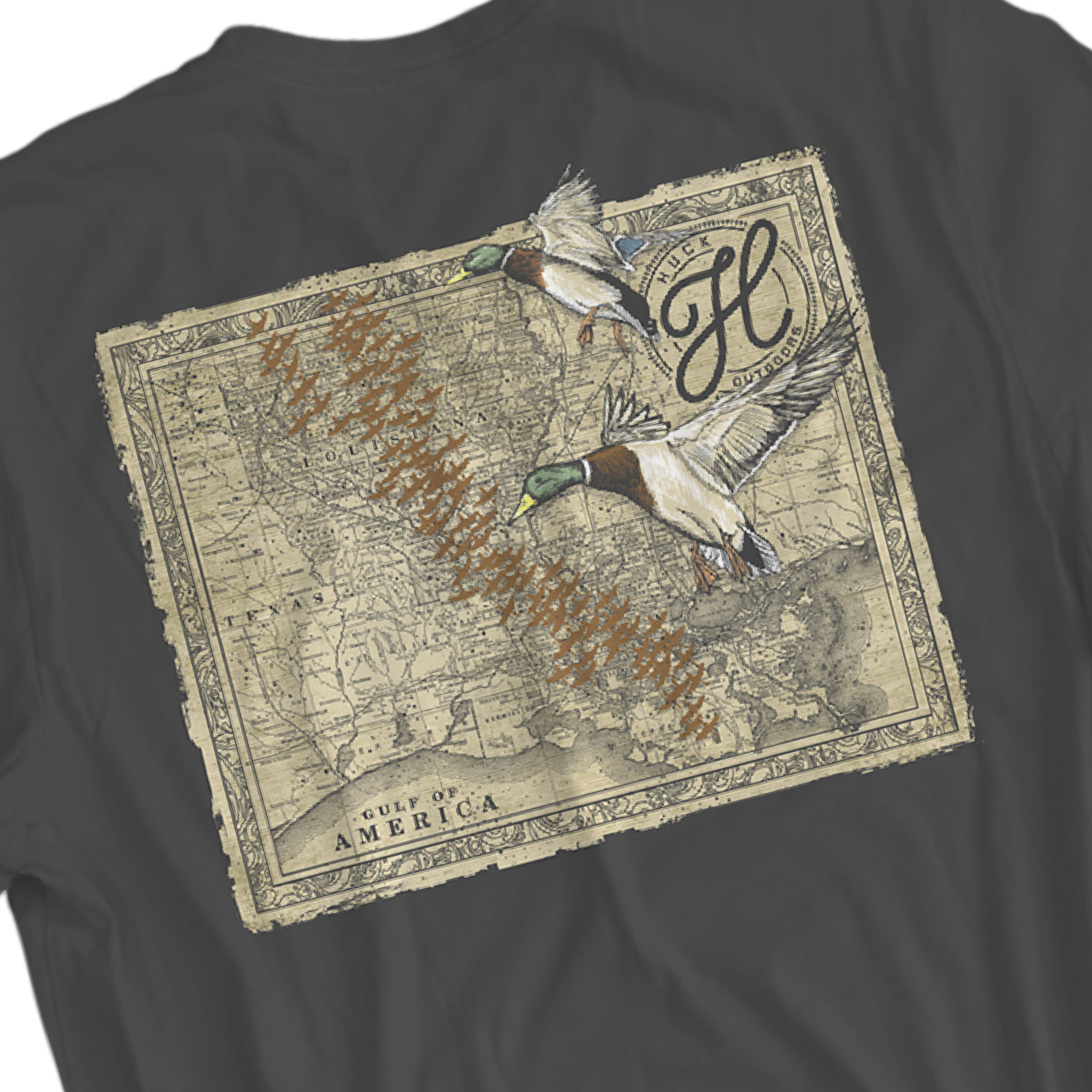 Huck Outdoors – Engroshandel T-shirt med print - Unisex – Migrationskort0