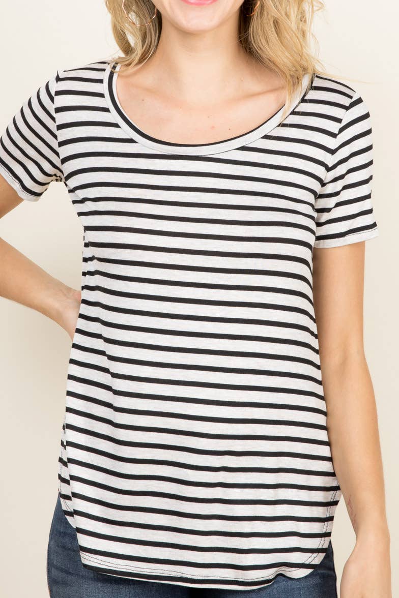 A.gain – wholesale Tunic – Women’s – 10183SS05 Striped Short Sleeve Scoop Neck Top10