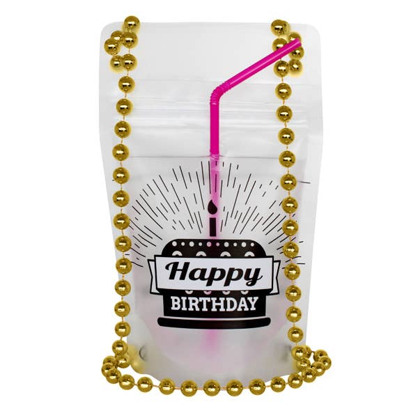NeckSip - Wholesale Party Favor - Happy Birthday - Draagbare drankzakjes (12 oz | 2-pack)2
