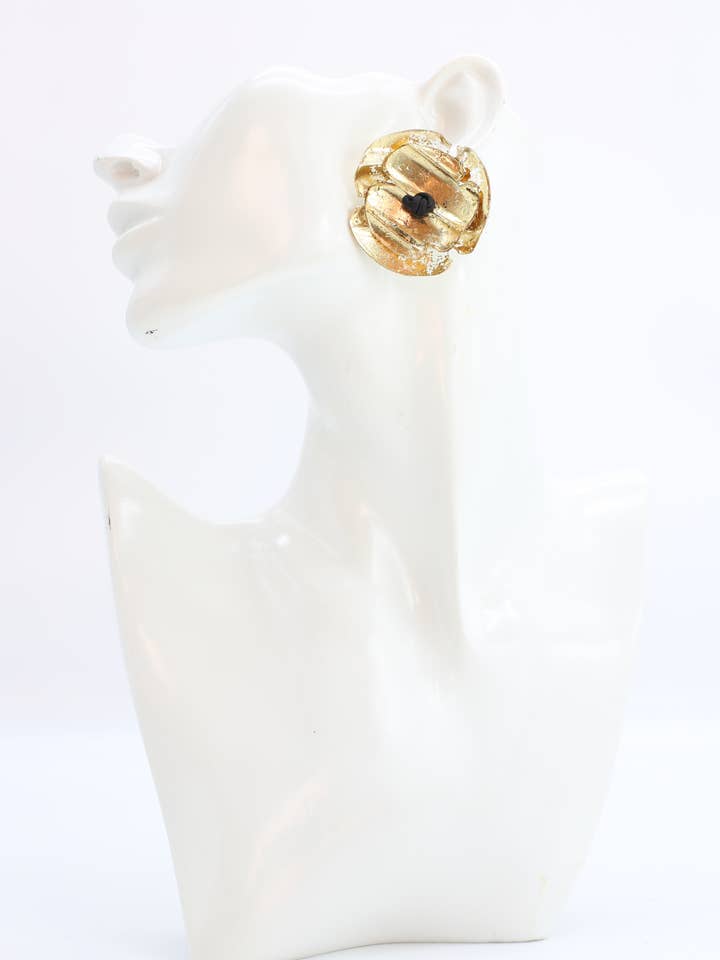 Poppy Flower Clip On Earrings - Hand gilded for wholesale by Jianhui London