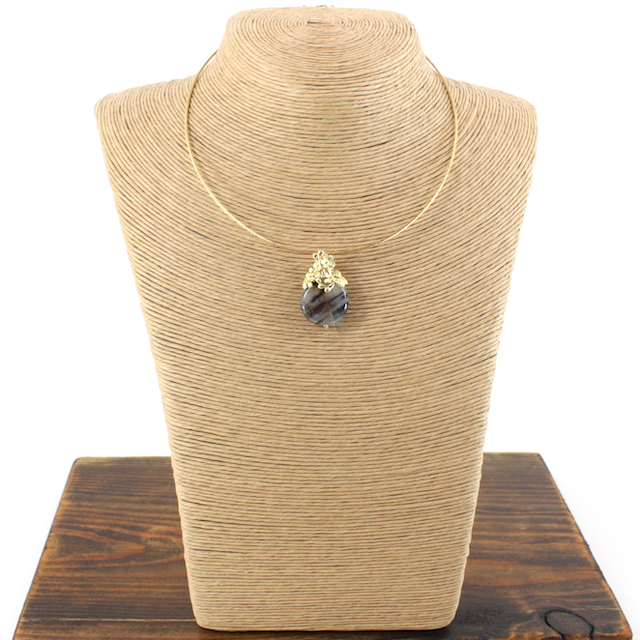 Pretty Persuasions - Wholesale Choker/Collar - N24187 Flower Motif Stone Charm Choker0