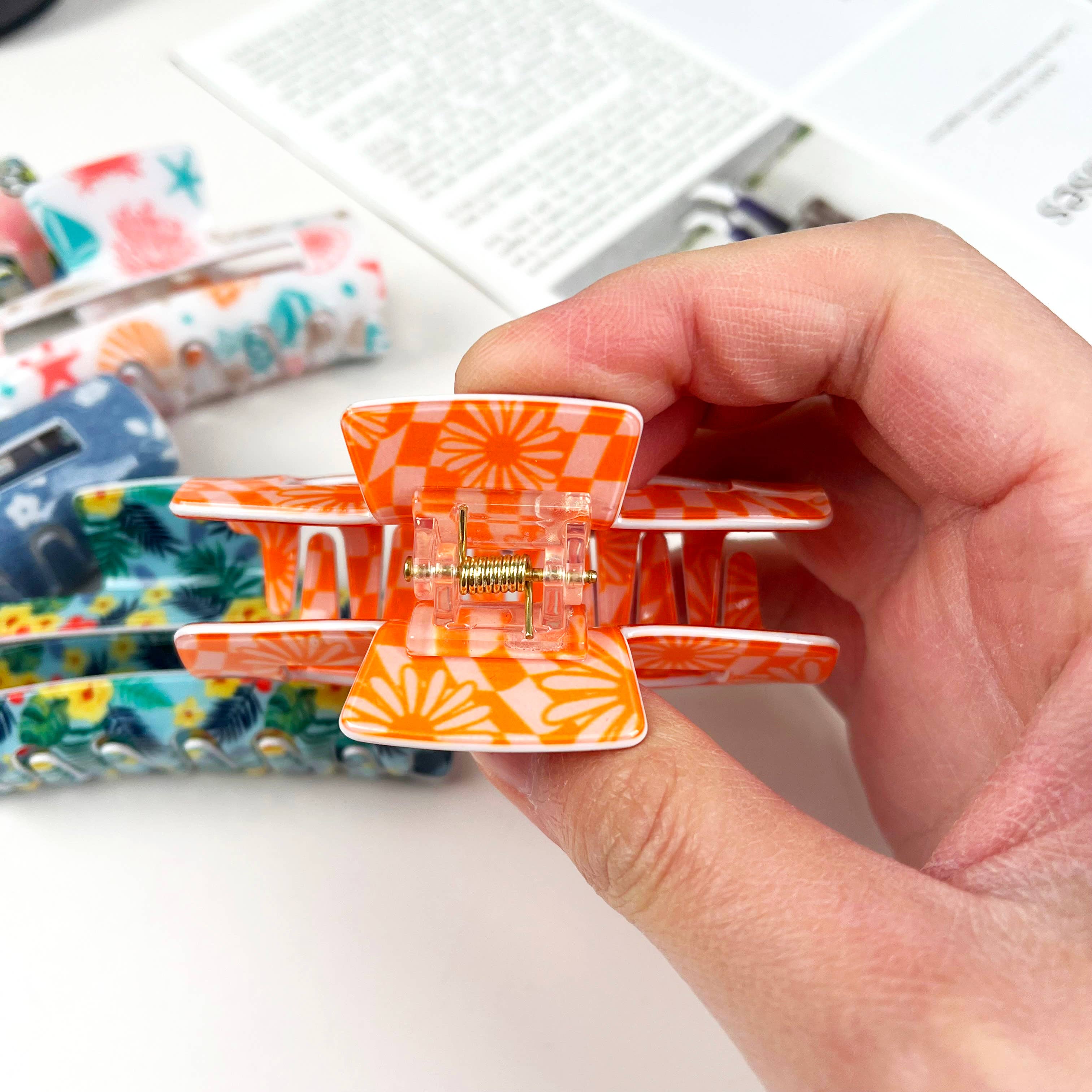 mildstyles - Vendita all'ingrosso Fermaglio per capelli - Donna - Fermagli per capelli rettangolari a forma di stella marina con fiori sorridenti4