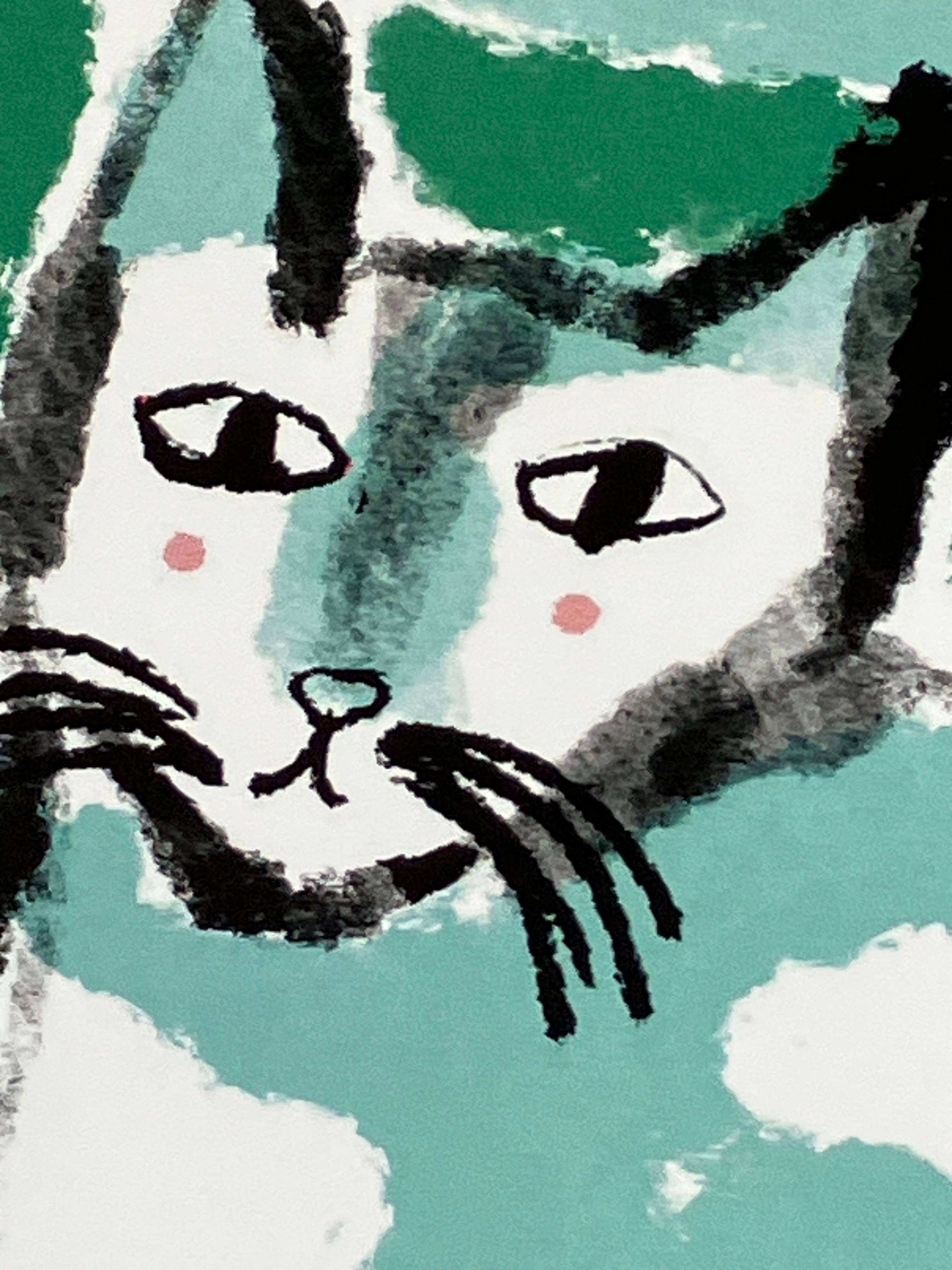 Colleen Harrington Studio - Wholesale Birthday Card - A2 Greeting Card - Happy Birthday Green Cat2