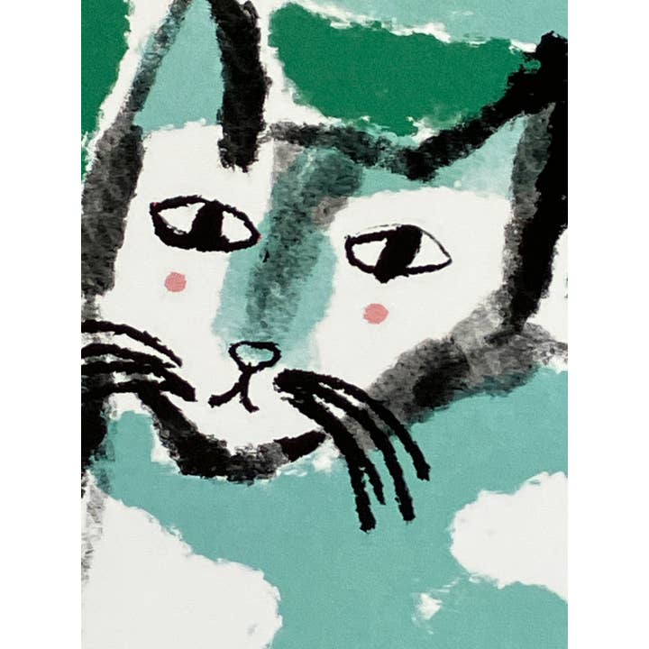 Colleen Harrington Studio - Wholesale Birthday Card - A2 Greeting Card - Happy Birthday Green Cat2