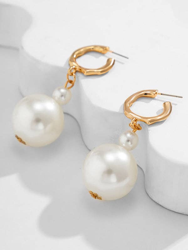 WHITE Beaded Pearls Drop Earrings Earrings Accessories for wholesale on Faire2