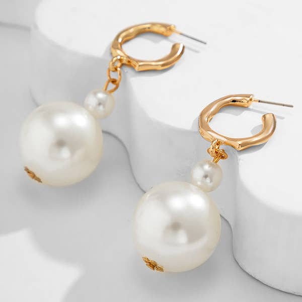WHITE Beaded Pearls Drop Earrings Earrings Accessories for wholesale on Faire2