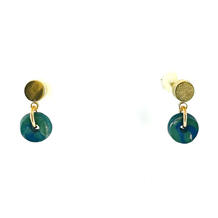 Teal - Tiered ceramic donut stud | gold for wholesale by NB MAKES