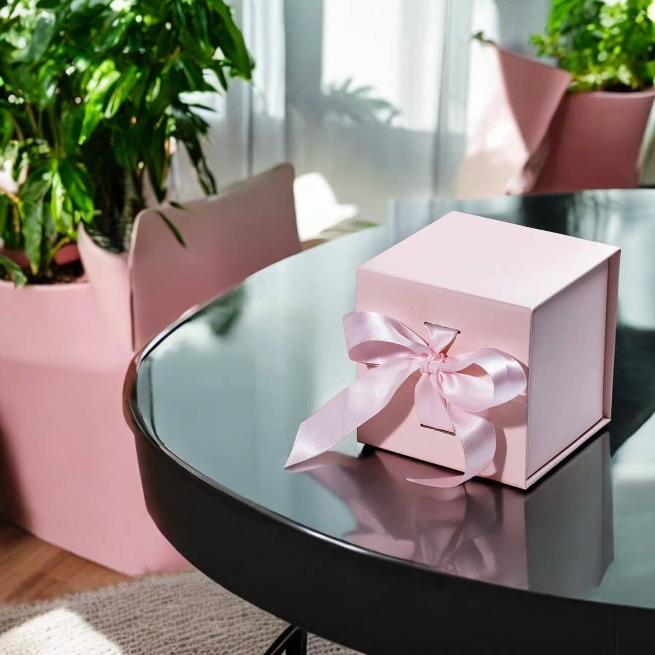 Dabble Doll - Wholesale Gift Box - Pink Magnetic Gift Box with Ribbon, Cube2