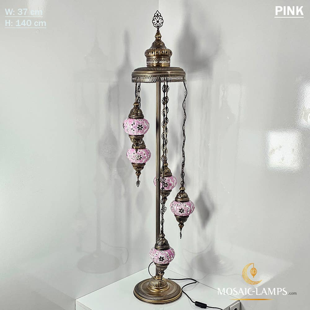 Mosaic Lamps - Wholesale Floor Lamp - 5 Globe Mosaic Floor Lamps, Medium Ball Turkish Mosaic Bedsi15