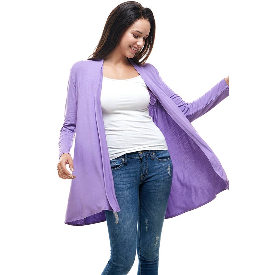 Azules Clothing - Venta al por mayor Cárdigan - Mujer - Cárdigan drapeado de manga larga con parte delantera abierta54