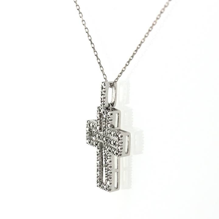 14K White Gold Diamond Cross Pendant for wholesale by NYMAN JEWELERS
