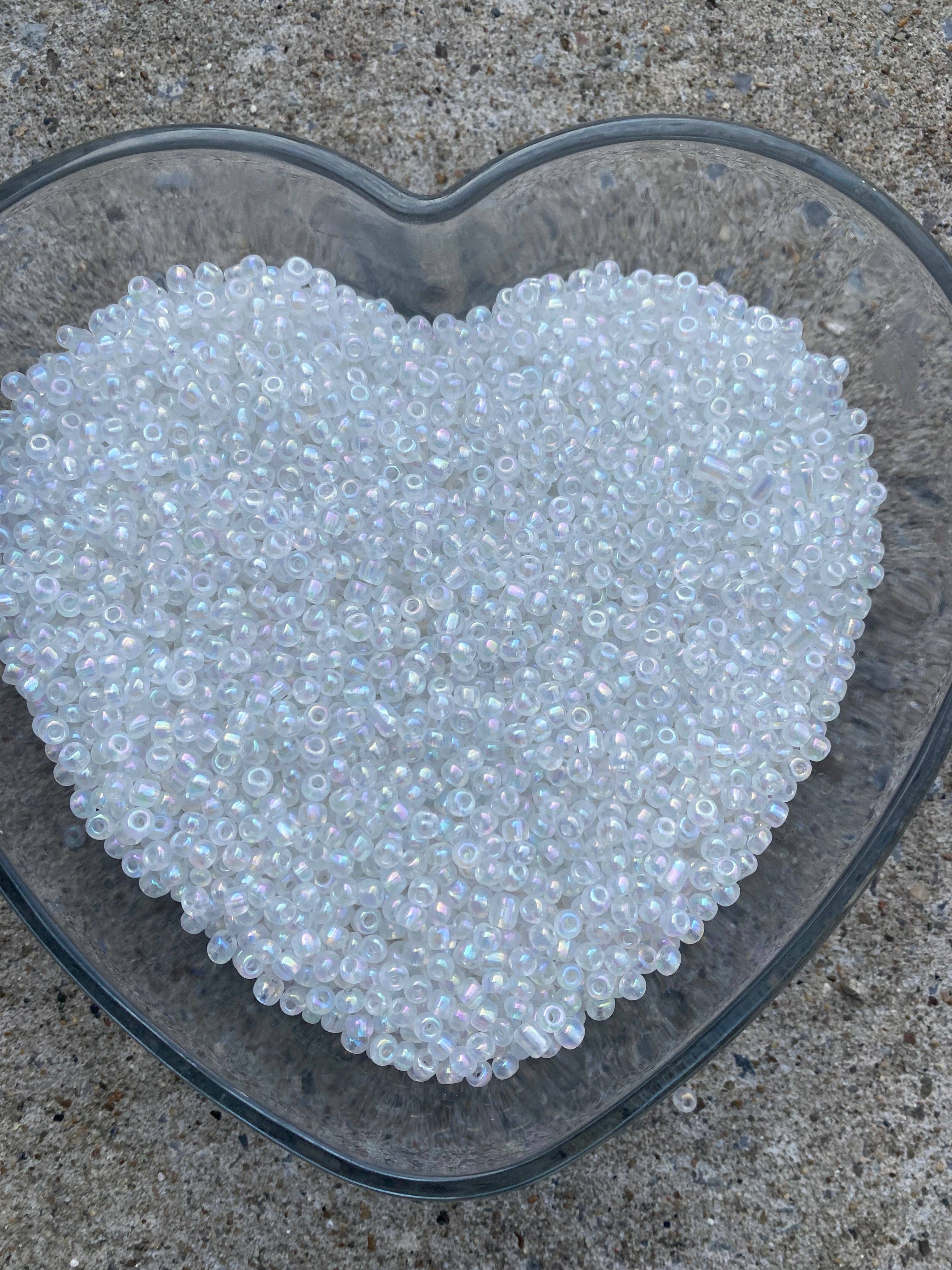 MaddieMayShop - Wholesale Beads - Clear/White Beads - Rainbow White Beads- Pear Shimmer Beads- 4mm- 6/0 Glass Seed Beads For Jewelry Making, - White Beads-DIY Waist beads, Bracelet Necklace Earrings2