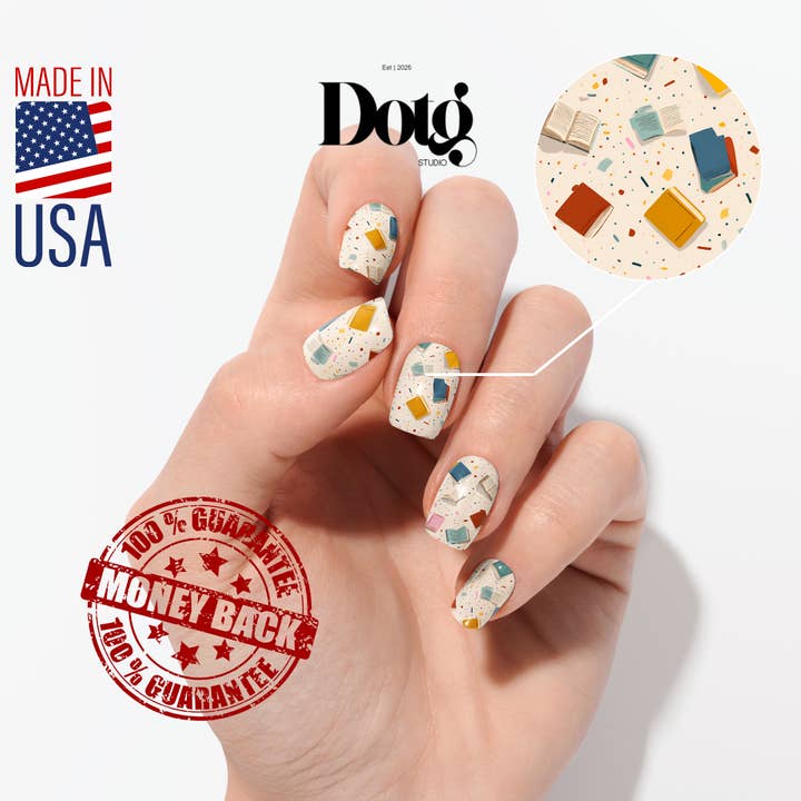 Design on The Go Studio - Wholesale Nail art/decal - Book Lover Nail Wraps Books & Pencils Nail Design Stickers3