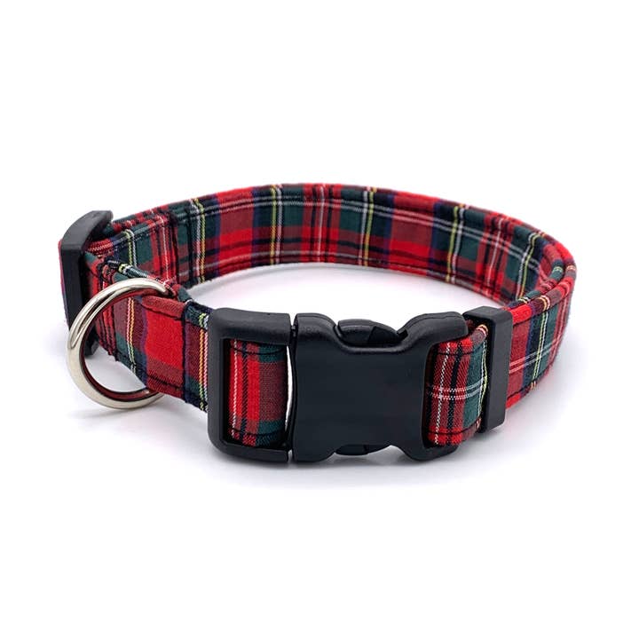 Red Plaid Dog Collar for wholesale by Winthrop Clothing Co.