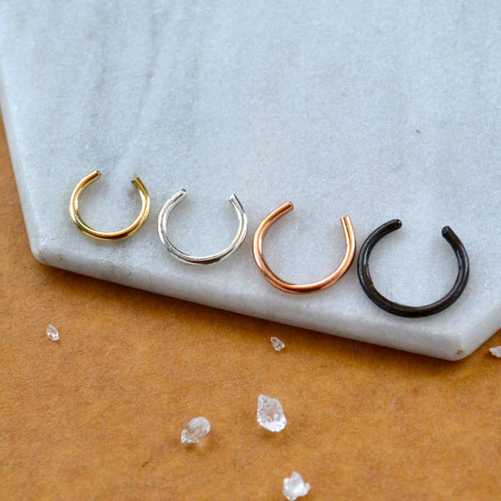 Foamy Wader - Wholesale Nose Ring - Tightrope Nose Cuff - handmade twisted wire septum cuff fake nose ring7
