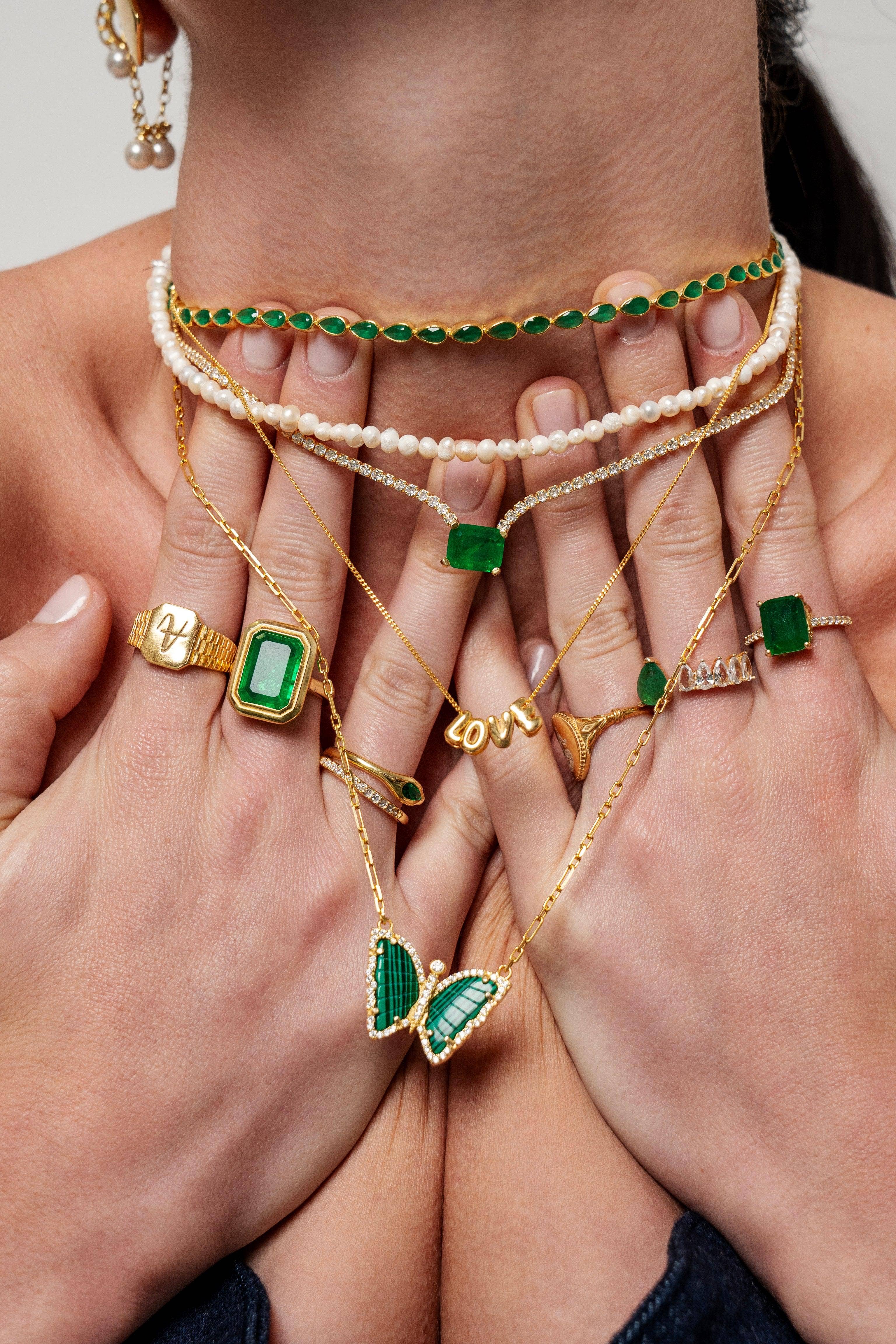 Selen Jewels – Engroshandel Halskæde med vedhæng – Smaragd Tennis Moissanit Halskæde4