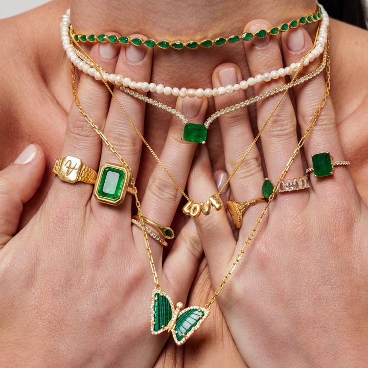 Selen Jewels – Engroshandel Halskæde med vedhæng – Smaragd Tennis Moissanit Halskæde4