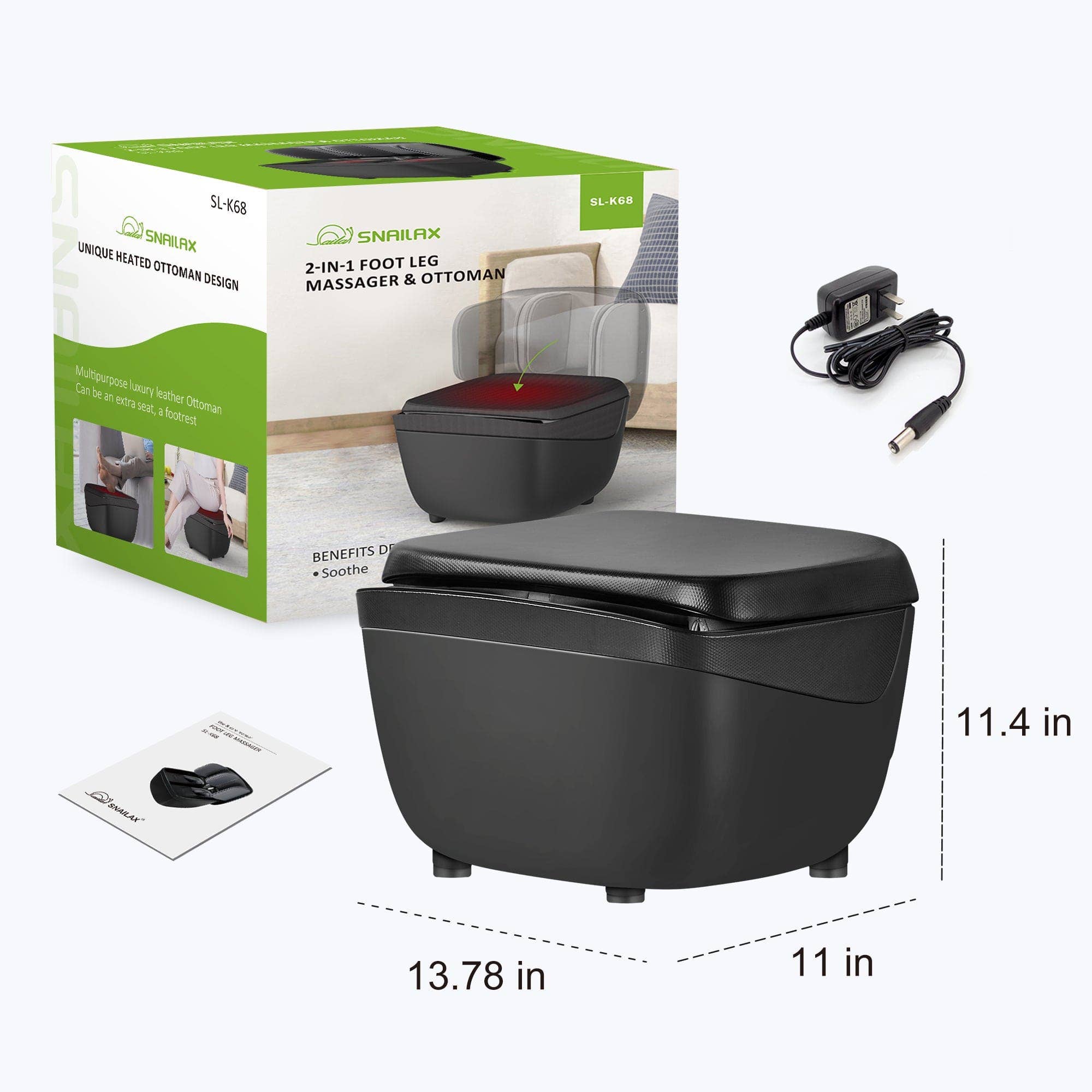 SNAILAX - Wholesale Body Massager - Snailax 2 IN 1 Foot Massager & Ottoman Foot Rest - K687