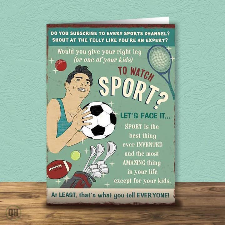 Sport Fanatics Birthday Card for wholesale by Quitting Hollywood