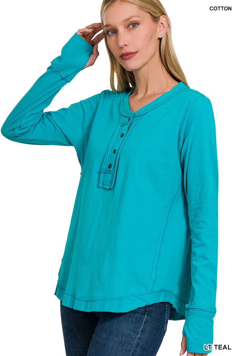 42POPS - Wholesale T-Shirt - Women's - ..'SI-24797 THUMB HOLE CUFFS BUTTON CLOSURE LONG SLEEVE TOP12