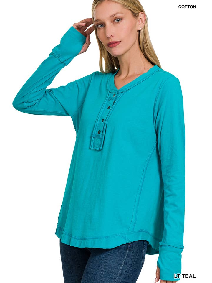 42POPS - Wholesale T-Shirt - Women's - ..'SI-24797 THUMB HOLE CUFFS BUTTON CLOSURE LONG SLEEVE TOP12