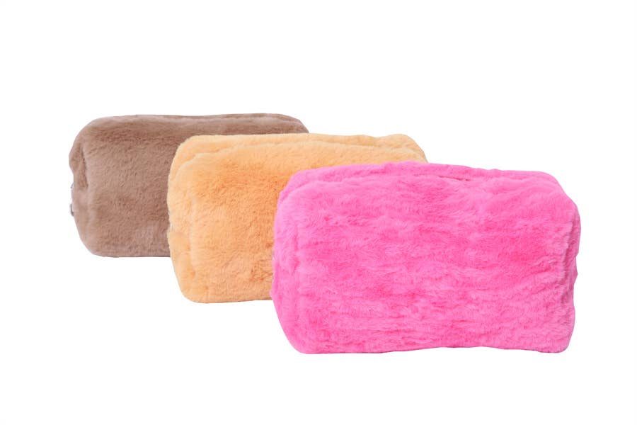 Nima Accessories Inc - Wholesale Makeup/Cosmetic Bag - Ladies Faux Fur Travel Cosmetic Pouch1