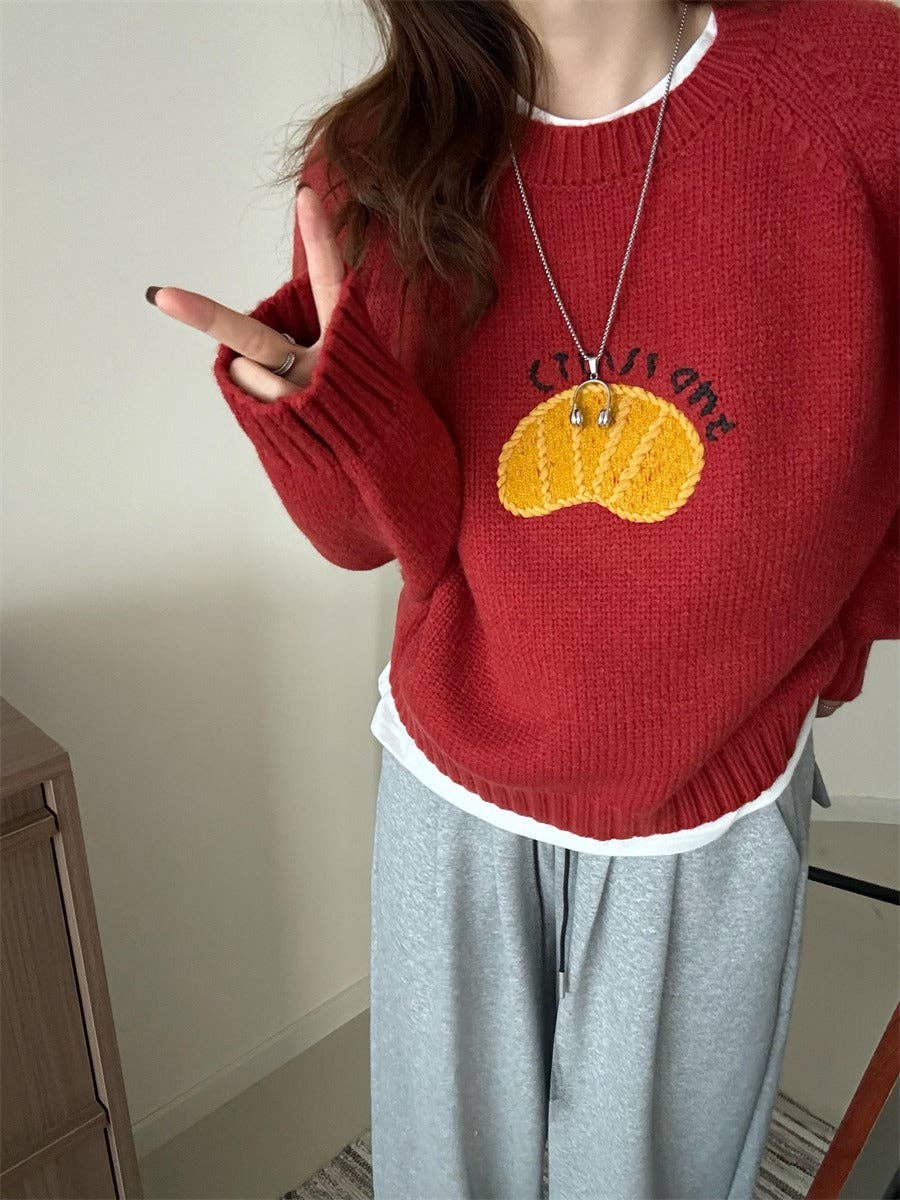 Marayn - Wholesale Knit Sweater - Women's - Cute Korean Style Cartoon Letter Knit Sweater19