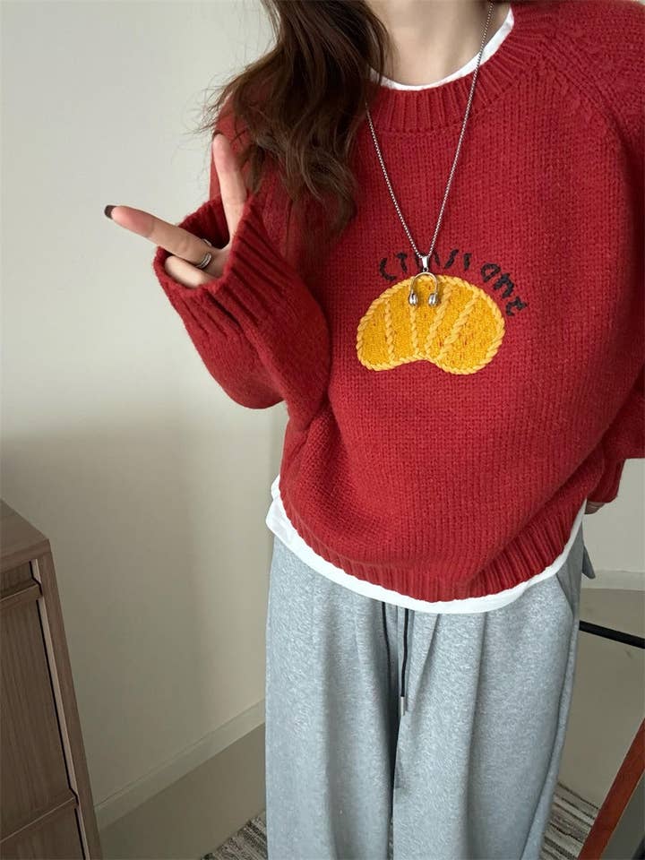 Marayn - Wholesale Knitted jumper – Women′s - Cute Korean Style Cartoon Letter Knit Sweater19