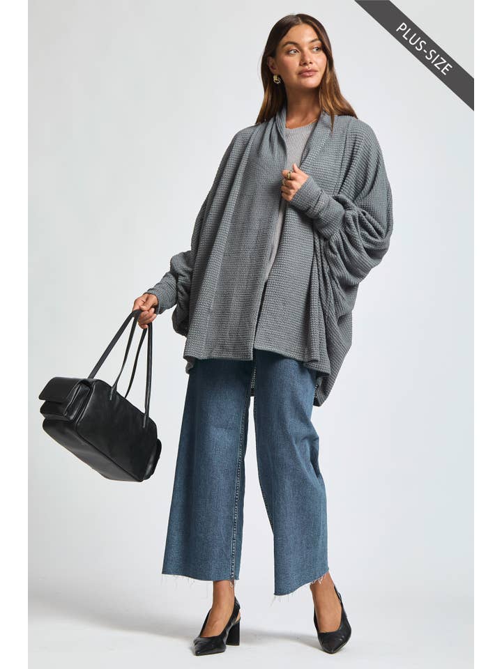 Dear Scarlett - Wholesale Cardigan - Women's - PLUS SIZE Crochet Knit Cardigan Batwing Sleeve3