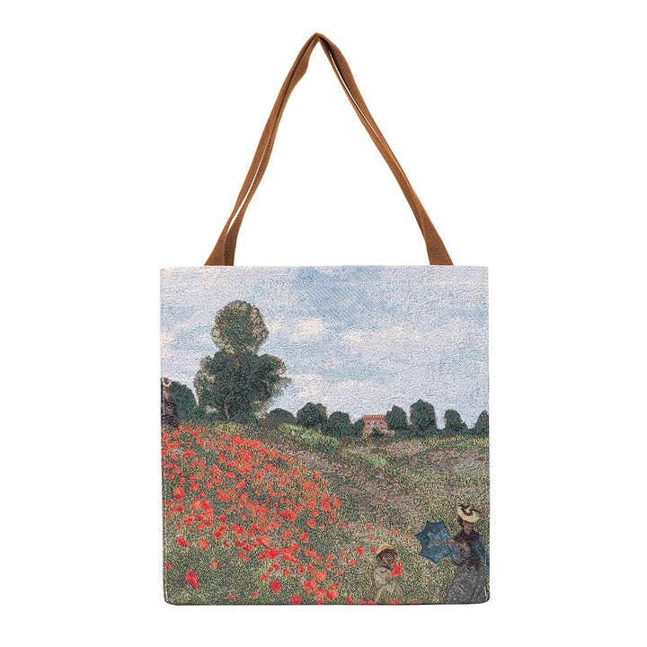 Signare Tapestry - Wholesale Tote Bag - Unisex - Monet Poppy Field Tapestry Gusset Tote Bag