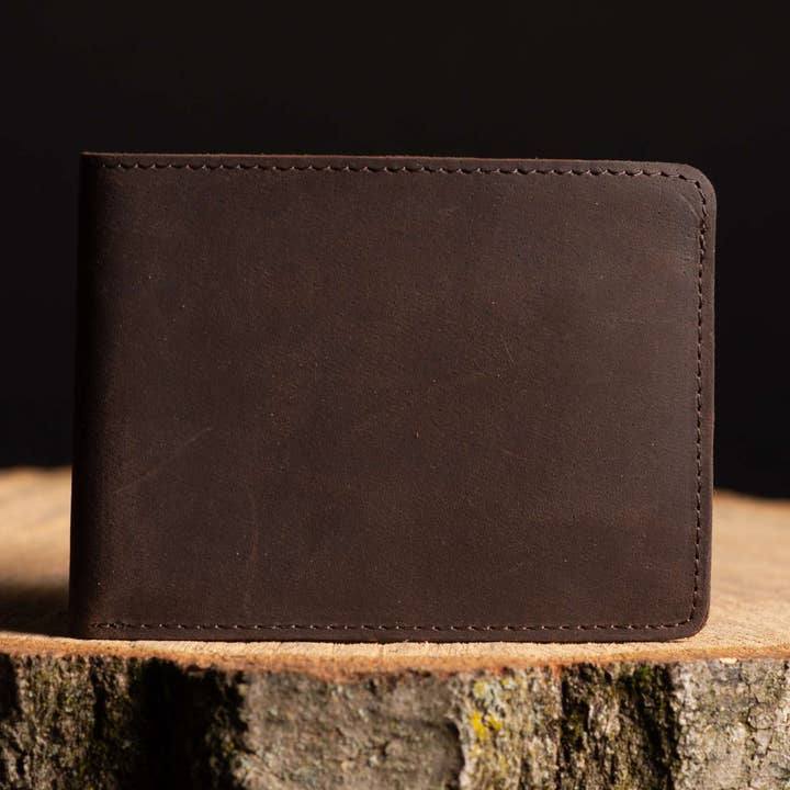 Flex - Portefeuille souple en cuir pleine fleur vieilli brun espresso pour la vente par NAB LEATHER