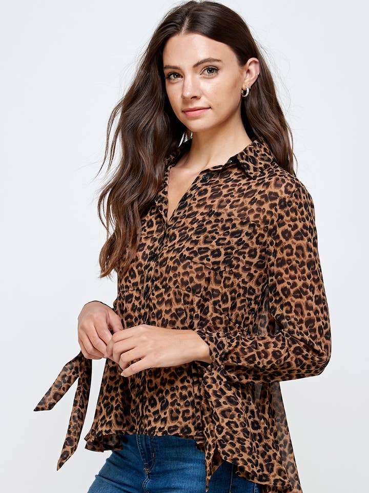 ST #FCL1251T Animal Baby Doll knap ned skjorte for engroshandel hos OLIVE MAUVE