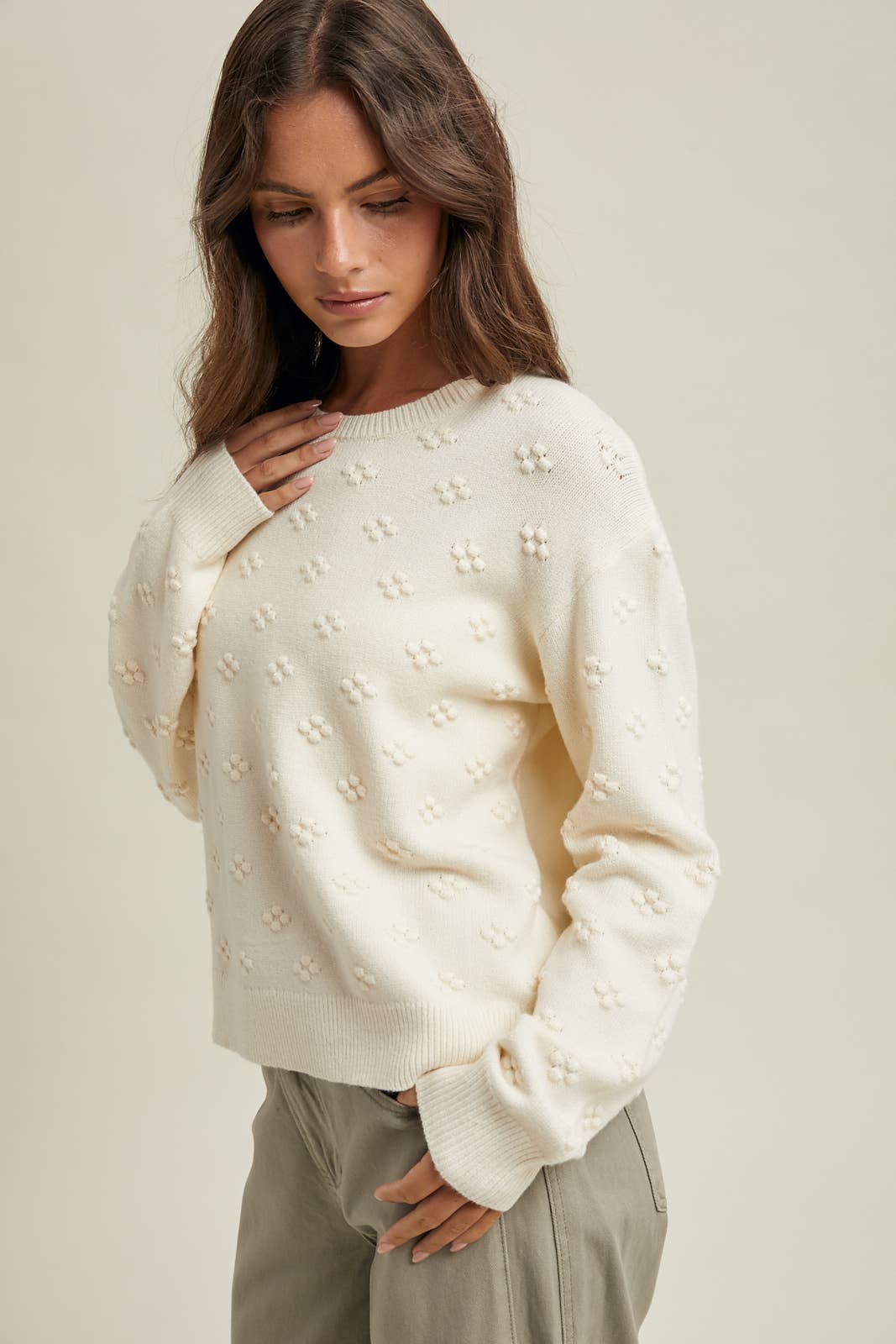 Wishlist Apparel - Wholesale Knit Sweater - Women's - POM POM KNIT SWEATER / WL25-108542