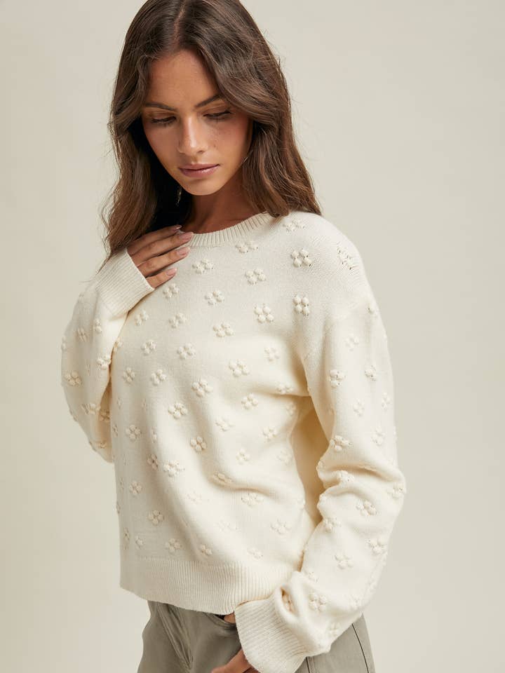 Wishlist Apparel - Wholesale Knit Sweater - Women's - POM POM KNIT SWEATER / WL25-108542