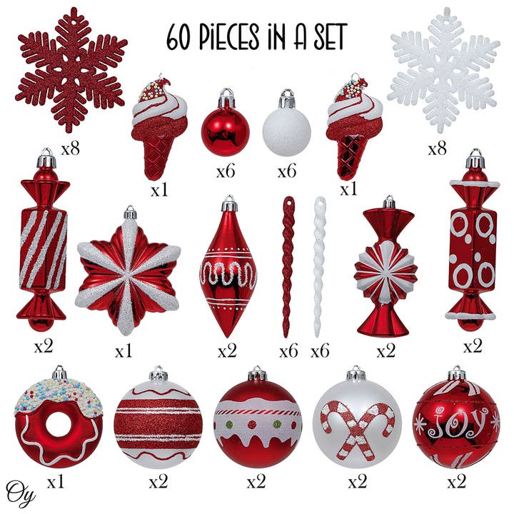 OrnamentallyYou - Wholesale Ornament Set - Sweets and Candy Theme Christmas Ornament Bundle