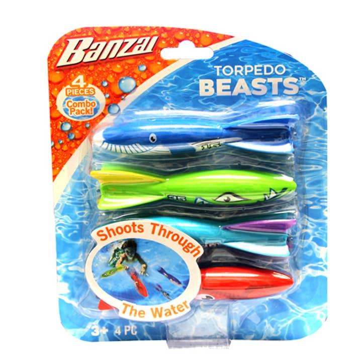 Banzai 4-Pk Torpedo Beasts on Blister Card for wholesale by Deluxe Import Trading