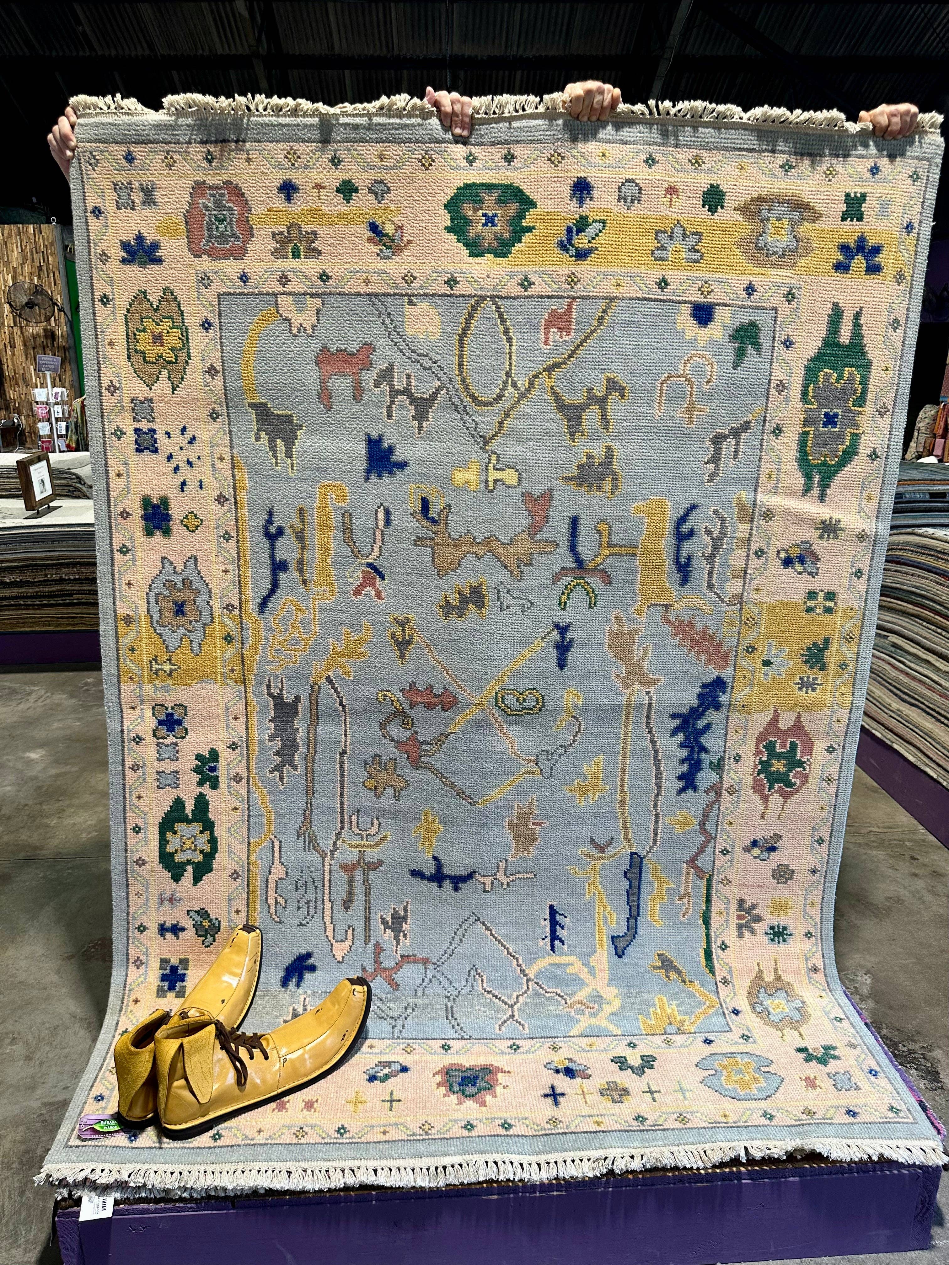 Banana Manor Rug Co. - Wholesale Area Rug - Sharon Ventura  5x7 Sky Blue Hand-Knotted Oushak Rug1