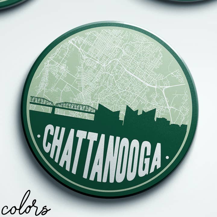 Chattanooga Tennessee set of 4 coasters | Multiple colors for wholesale by Paperfinch Design
